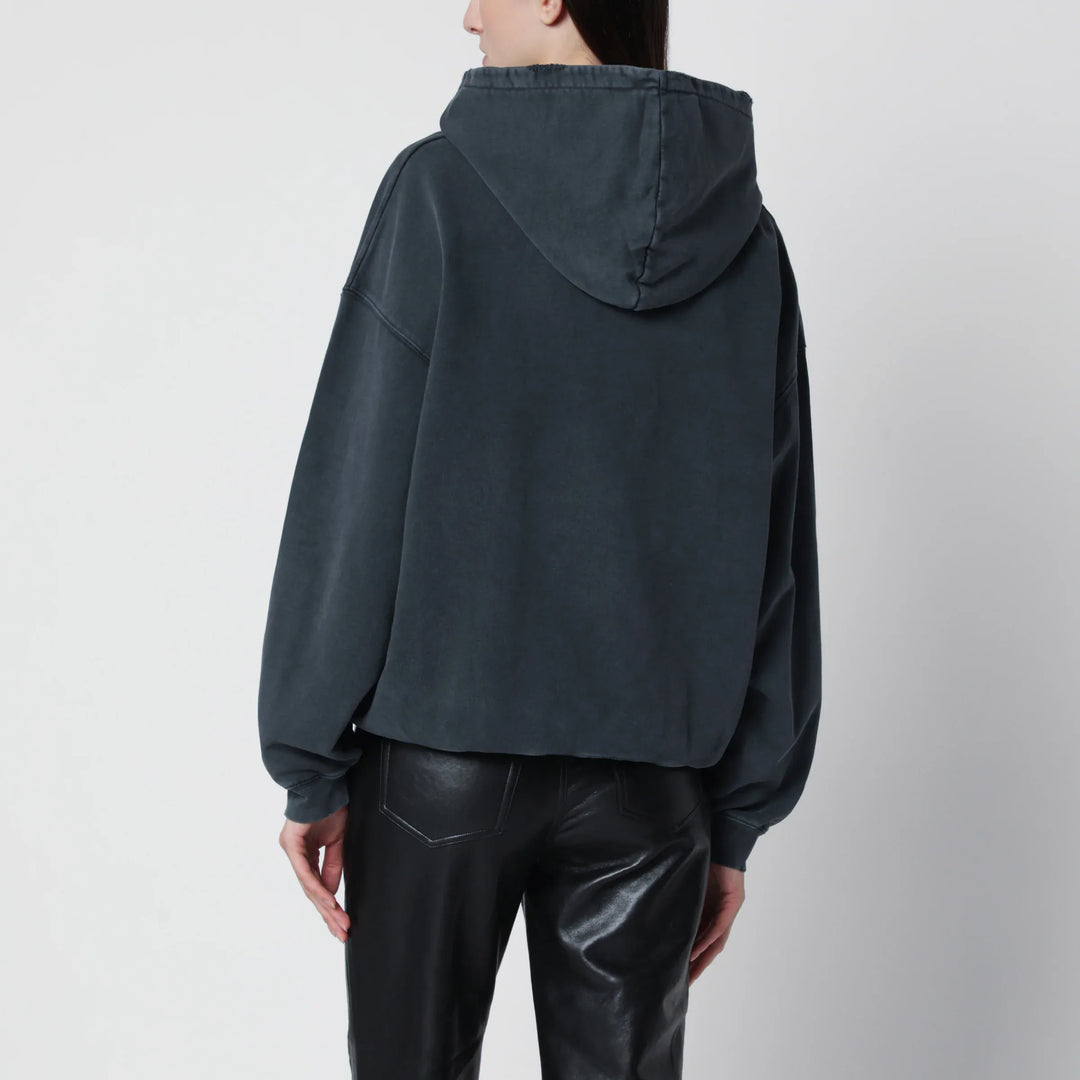 ANINE BING - Black washed hoodie with distressing Brand Apparel &amp; Accessories > Clothing > Shirts &amp; Tops