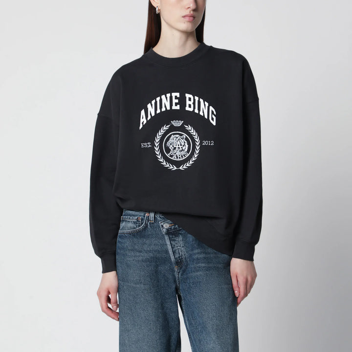 ANINE BING - Miles Collegiate cotton sweatshirt vintage black Brand Apparel &amp; Accessories > Clothing > Shirts &amp; Tops