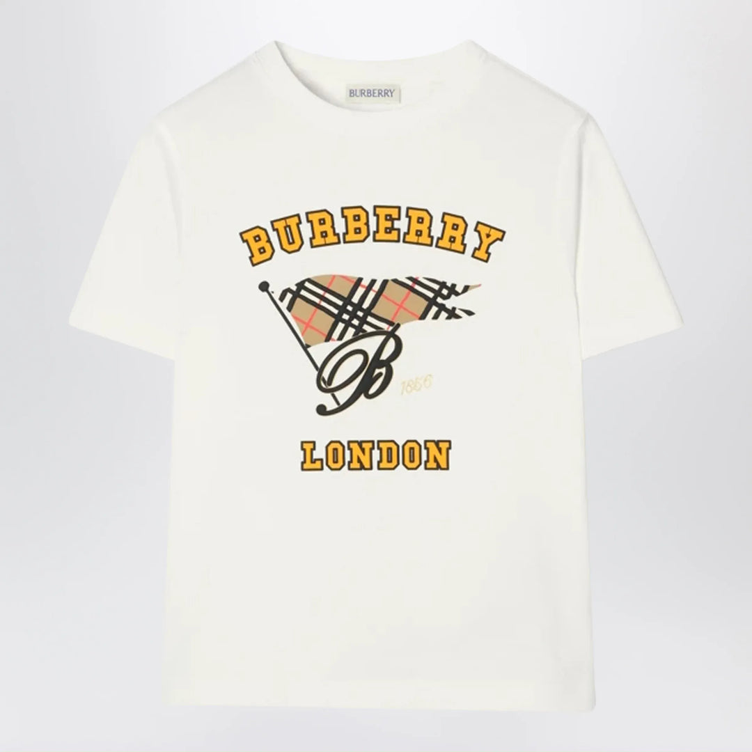 Burberry - Ivory T-shirt with logo print Brand Apparel & Accessories > Clothing > Shirts & Tops 4