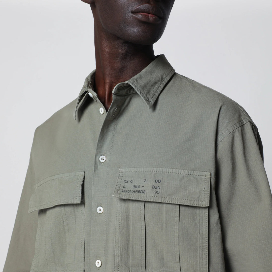 Dsquared2 - Military green cotton shirt Brand Apparel &amp; Accessories > Clothing > Shirts &amp; Tops 50 IT