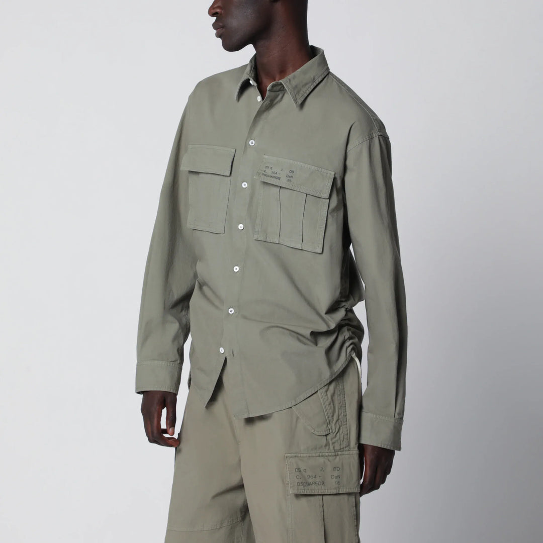 Dsquared2 - Military green cotton shirt Brand Apparel & Accessories > Clothing > Shirts & Tops 50 IT