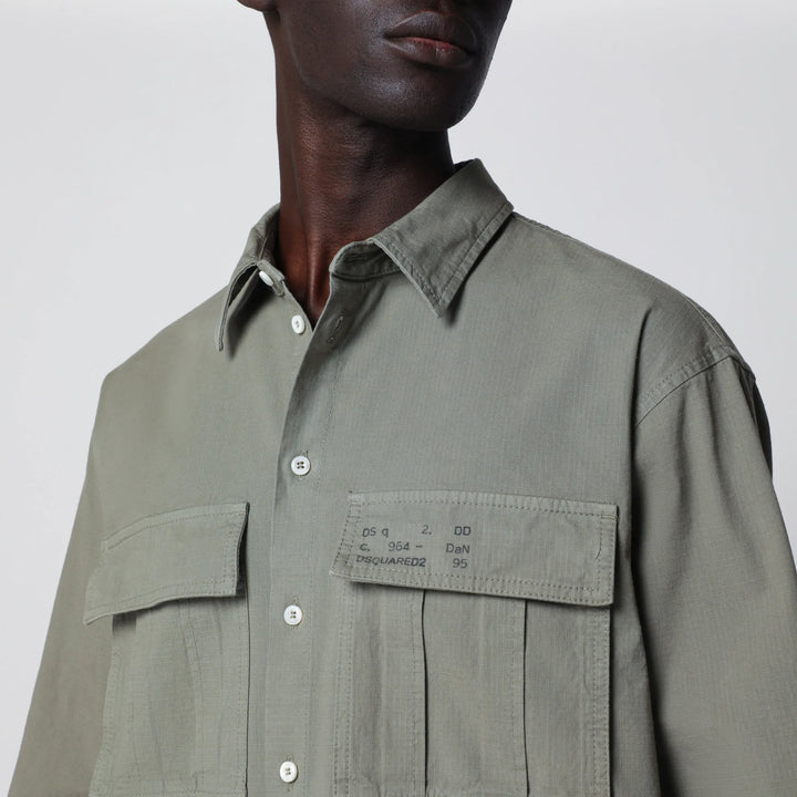 Dsquared2 - Military green cotton shirt Brand Apparel &amp; Accessories > Clothing > Shirts &amp; Tops 50 IT