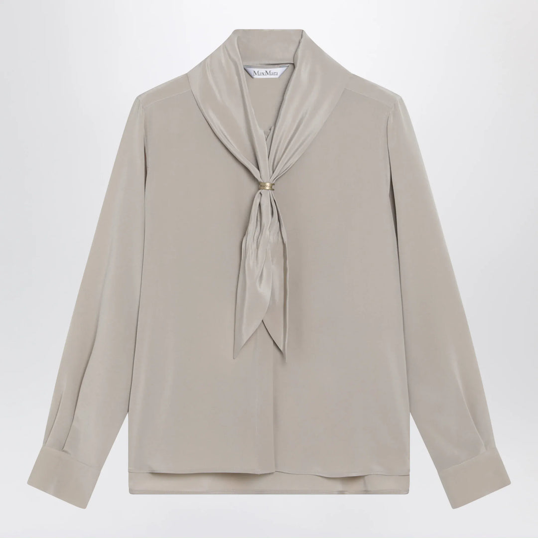 Max Mara - Rock beige silk blouse with scarf Brand Apparel & Accessories > Clothing > Shirts & Tops 40  IT