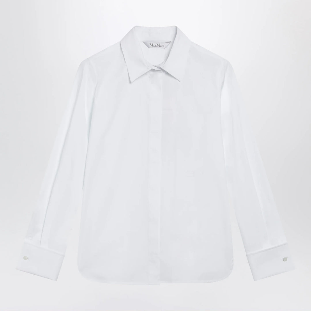 Max Mara - White cotton shirt with logo Brand Apparel & Accessories > Clothing > Shirts & Tops 40  IT