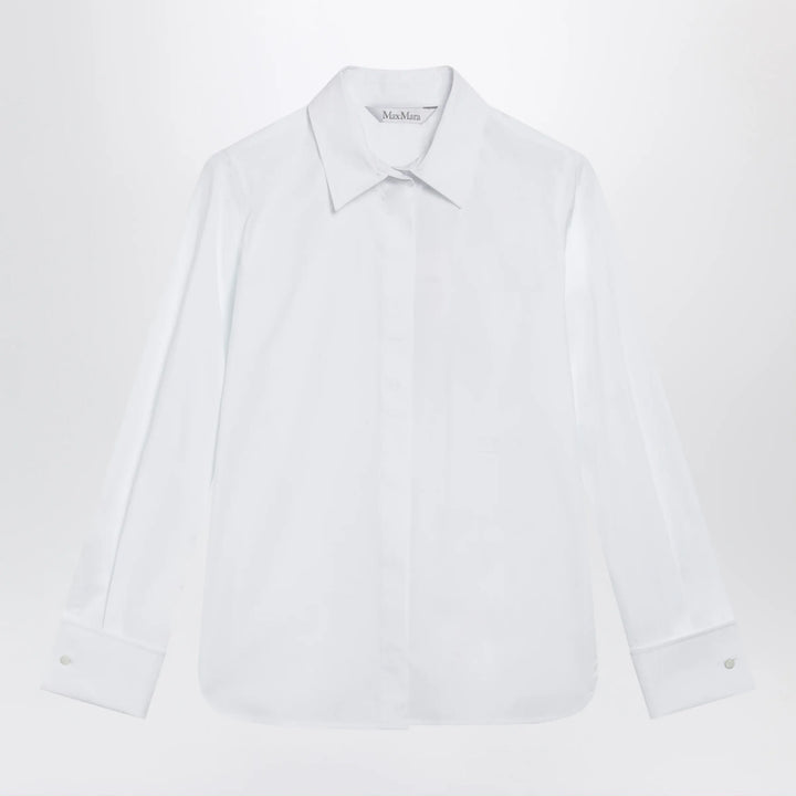 Max Mara - White cotton shirt with logo Brand Apparel &amp; Accessories > Clothing > Shirts &amp; Tops 40  IT