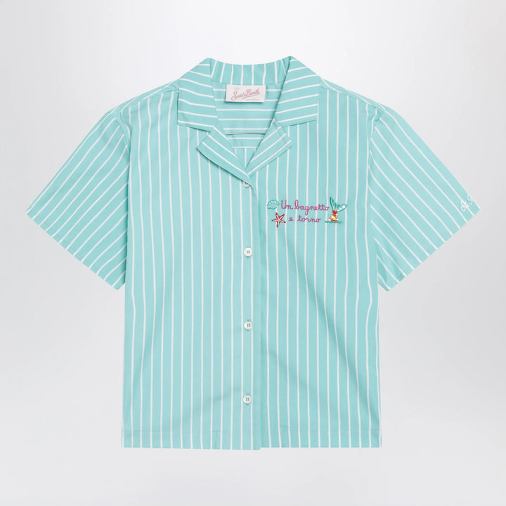 MC2 Saint Barth - Aqua green striped cotton shirt Brand Apparel &amp; Accessories > Clothing > Shirts &amp; Tops 4
