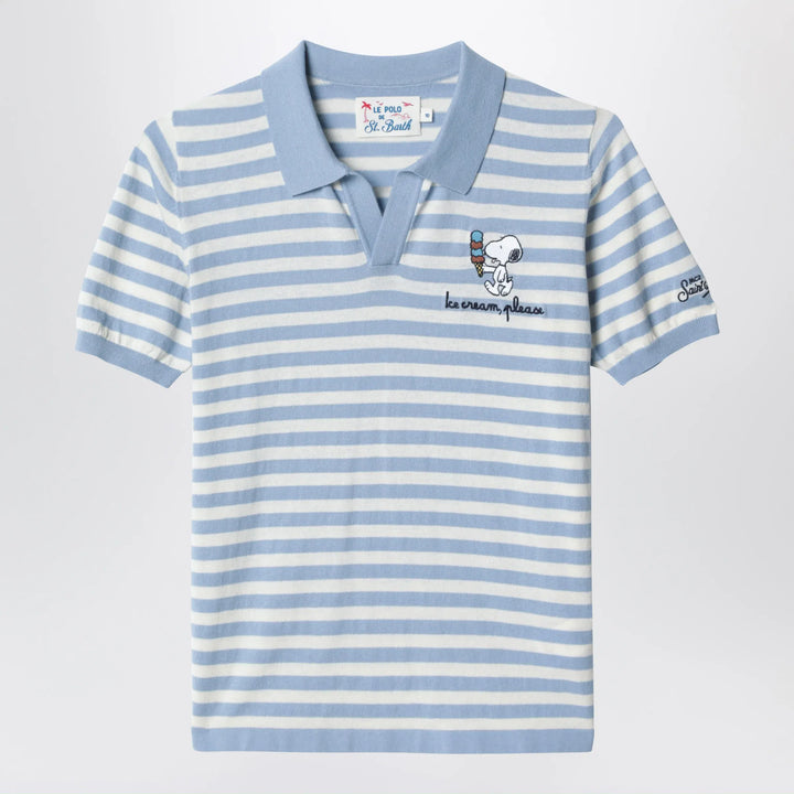 MC2 Saint Barth - White/light blue striped polo shirt with Snoopy embroidery Brand Apparel &amp; Accessories > Clothing > Shirts &amp; Tops 4