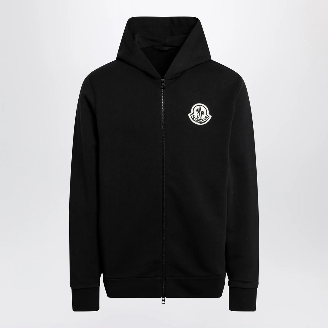 Moncler - Black cotton hoodie with logo Brand Apparel & Accessories > Clothing > Shirts & Tops S