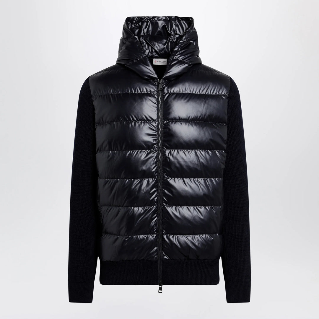 Moncler - Blue padded wool zip-up hoodie Brand Apparel & Accessories > Clothing > Shirts & Tops M
