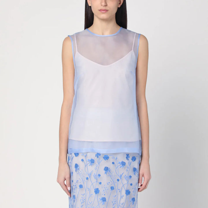 P.A.R.O.S.H. - Sky blue tank top in silk Brand Apparel &amp; Accessories > Clothing > Shirts &amp; Tops M