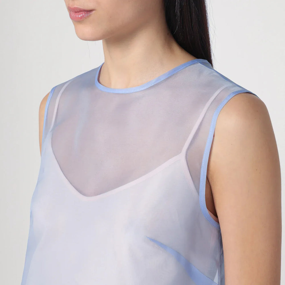 P.A.R.O.S.H. - Sky blue tank top in silk Brand Apparel & Accessories > Clothing > Shirts & Tops M