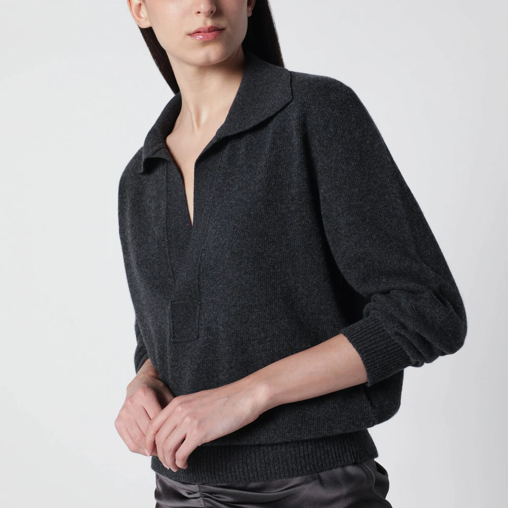 Victoria Beckham - Genevieve sweater in grey mélange cashmere blend Brand Apparel & Accessories > Clothing > Shirts & Tops