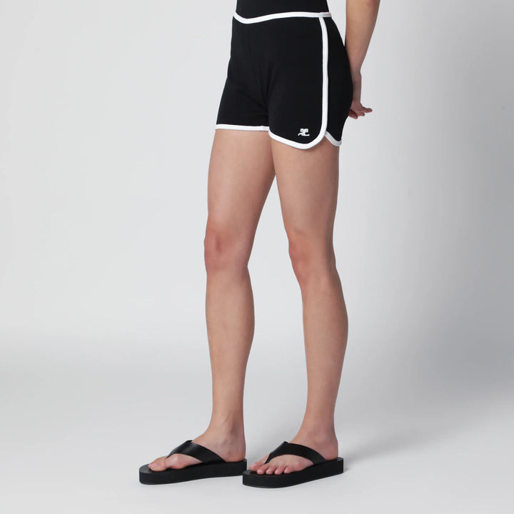 Courrèges - Contrast mini jersey shorts in black cotton Brand Apparel &amp; Accessories > Clothing > Shorts