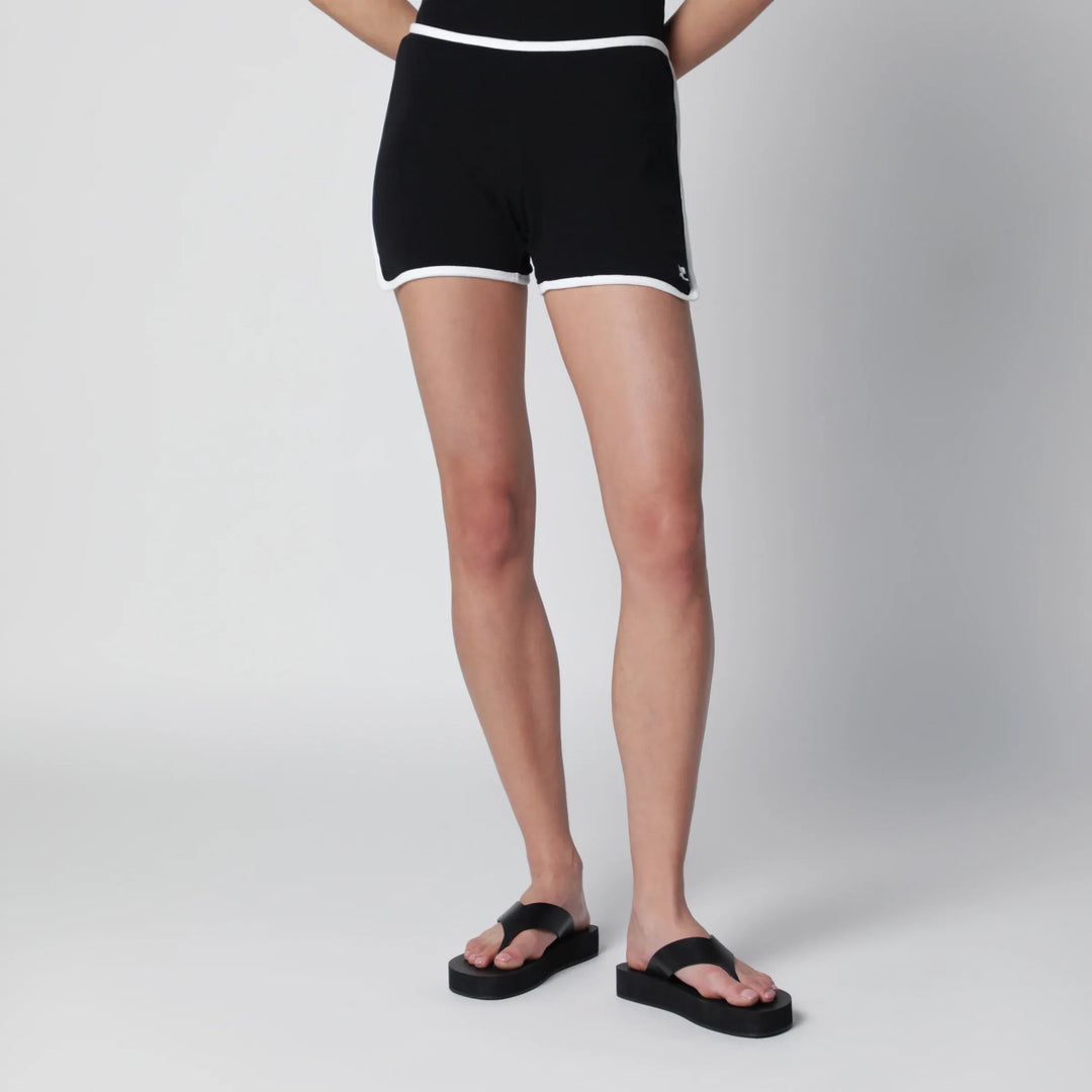 Courrèges - Contrast mini jersey shorts in black cotton Brand Apparel & Accessories > Clothing > Shorts XS