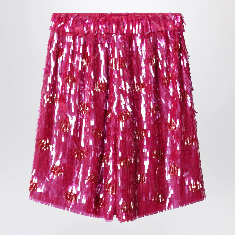 Dries Van Noten - Fuchsia silk bermuda shorts with sequins Brand Apparel & Accessories > Clothing > Shorts S