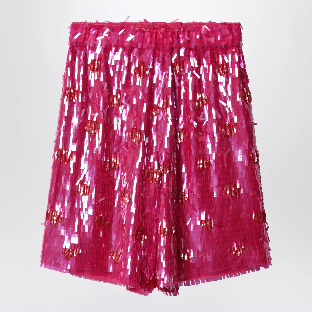 Dries Van Noten - Fuchsia silk bermuda shorts with sequins Brand Apparel & Accessories > Clothing > Shorts S