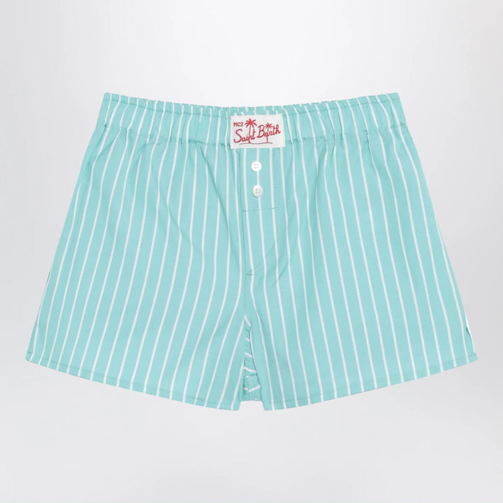 MC2 Saint Barth - Aqua green striped cotton Shorts Brand Apparel &amp; Accessories > Clothing > Shorts 4
