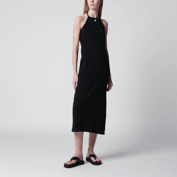 Courrèges - Long halterneck jersey dress in cotton, black Brand Apparel &amp; Accessories S