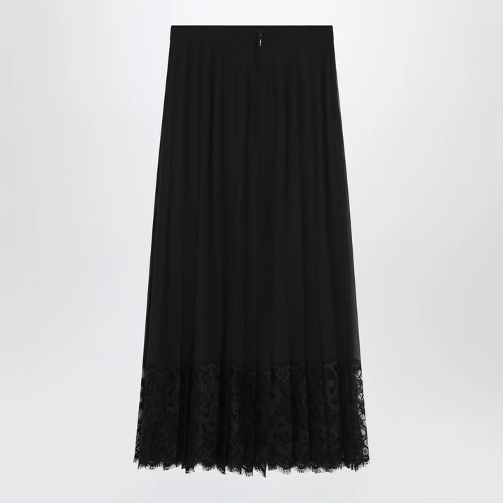 Dolce&amp;Gabbana - Gonna midi in chiffon and black lace Brand Apparel &amp; Accessories 40  IT