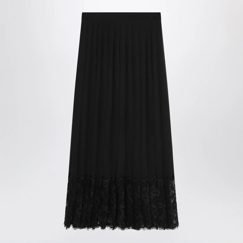 Dolce&Gabbana - Gonna midi in chiffon and black lace Brand Apparel & Accessories 40  IT