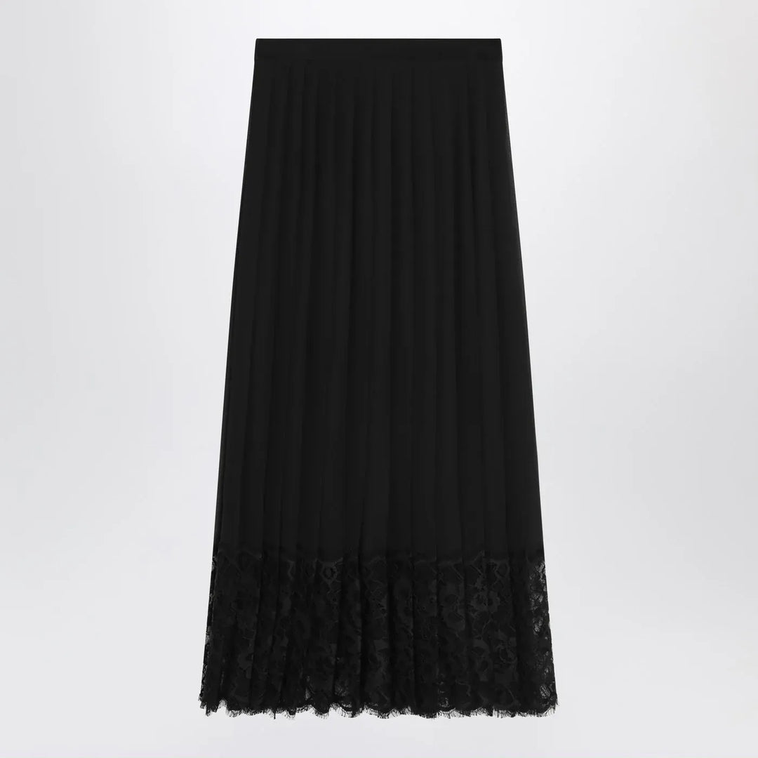 Dolce&amp;Gabbana - Gonna midi in chiffon and black lace Brand Apparel &amp; Accessories 40  IT