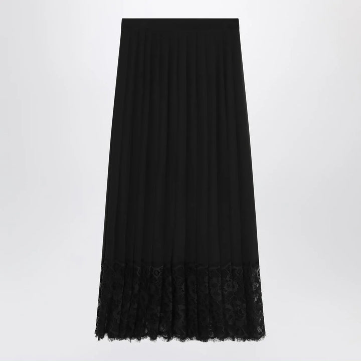 Dolce&amp;Gabbana - Gonna midi in chiffon and black lace Brand Apparel &amp; Accessories 40  IT