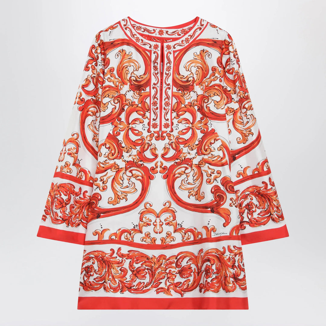 Dolce&Gabbana - Maiolica-print silk twill kaftan dress, multicolour Brand Apparel & Accessories 42  IT