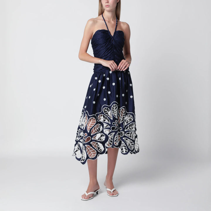 FARM Rio - Navy blue Richelieu midi dress with embroidery Brand Apparel &amp; Accessories XS