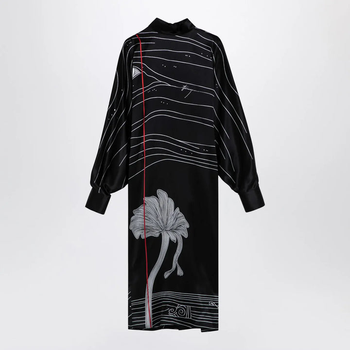 Ferragamo - Black silk satin midi dress Brand Apparel &amp; Accessories M