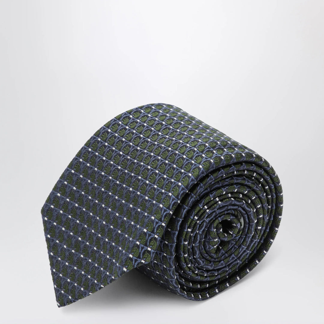 Ferragamo - Dark green printed silk tie Brand Apparel &amp; Accessories U