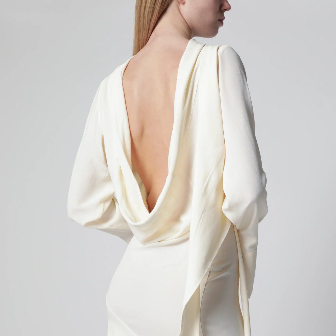 Francesco Murano - White asymmetric silk-blend dress Brand Apparel &amp; Accessories