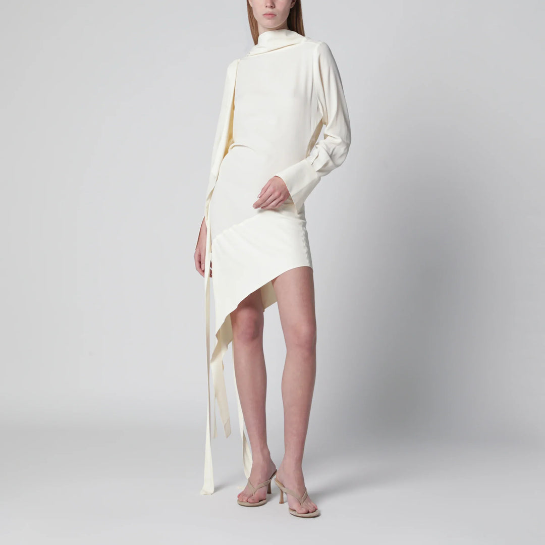 Francesco Murano - White asymmetric silk-blend dress Brand Apparel & Accessories 38  IT