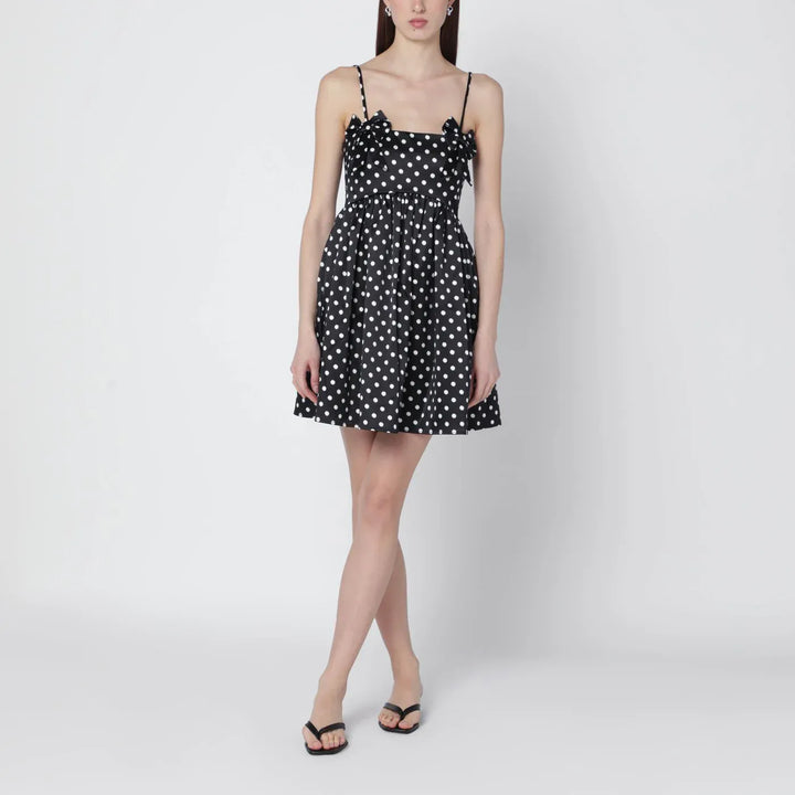 GANNI - Black satin mini dress with polka dots Brand Apparel &amp; Accessories