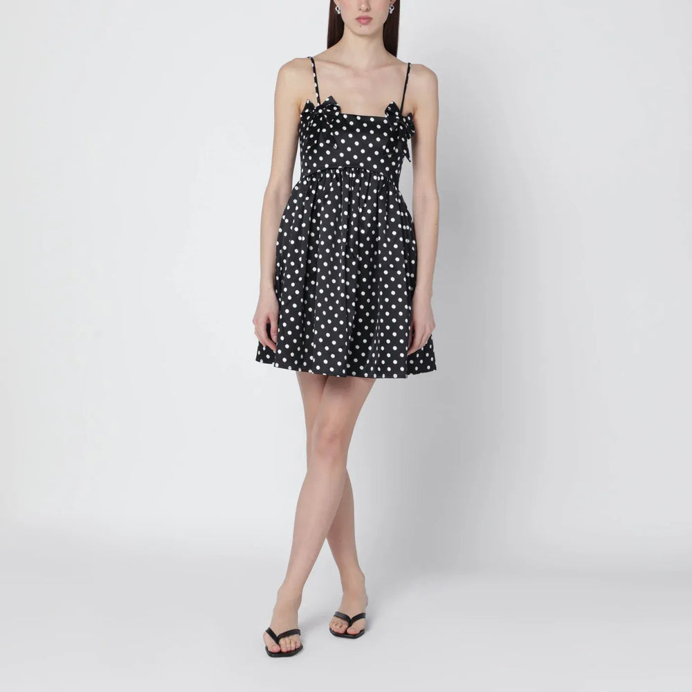 GANNI - Black satin mini dress with polka dots Brand Apparel & Accessories 34  FR