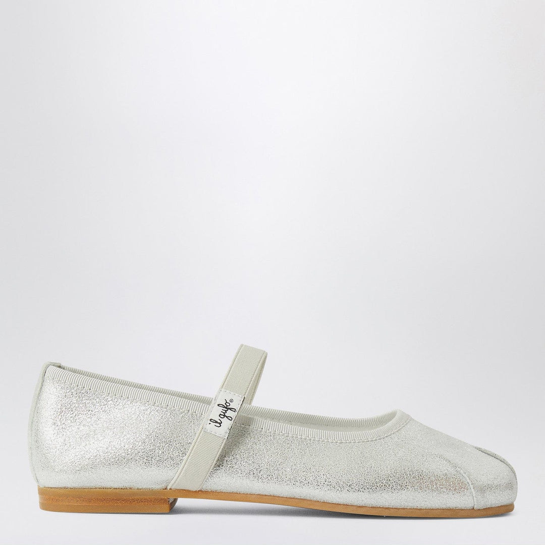 Apparel & Accessories 34 Il Gufo - Silver ballet flats with elastic strap Brand