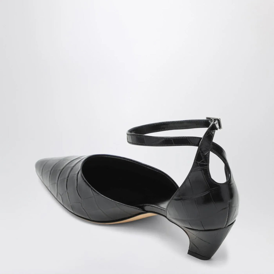 Le Monde Béryl - Black Victoria décolleté with crocodile print Brand Apparel &amp; Accessories