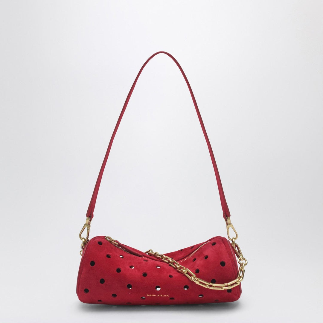 Apparel & Accessories TU Manu Atelier - Mini Cylinder bag in perforated red suede Brand
