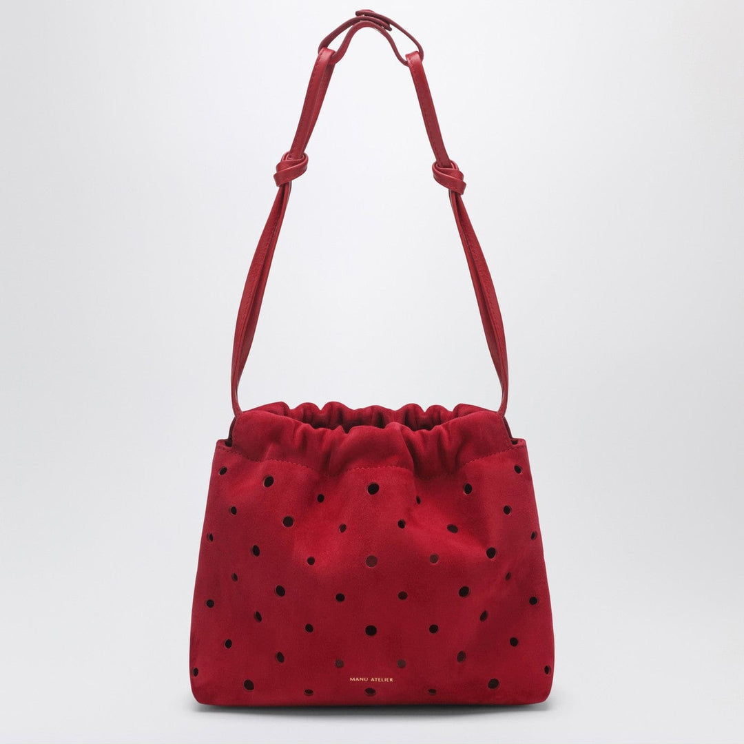 Apparel & Accessories TU Manu Atelier - Romy perforated red suede pouch Brand