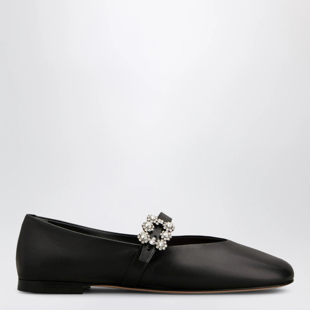 ROGER VIVIER - Black leather Efflorescence ballet flats with a strap Brand Apparel & Accessories 36 IT