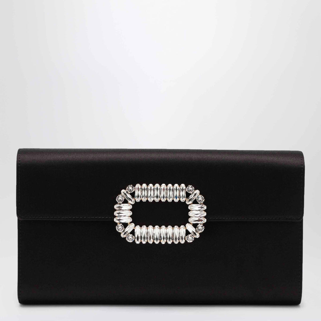 ROGER VIVIER - Black satin pochette with Sexy Choc buckle Brand Apparel &amp; Accessories U
