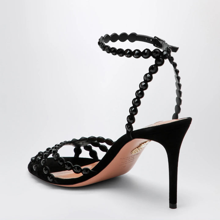 Aquazzura - Tequila black sandals in suede with crystals Brand Apparel &amp; Accessories > Shoes 41 IT