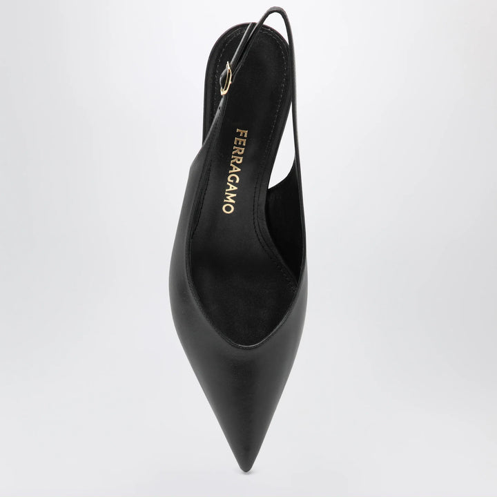 Ferragamo - Black slingback with sculptural S heel Brand Apparel &amp; Accessories > Shoes