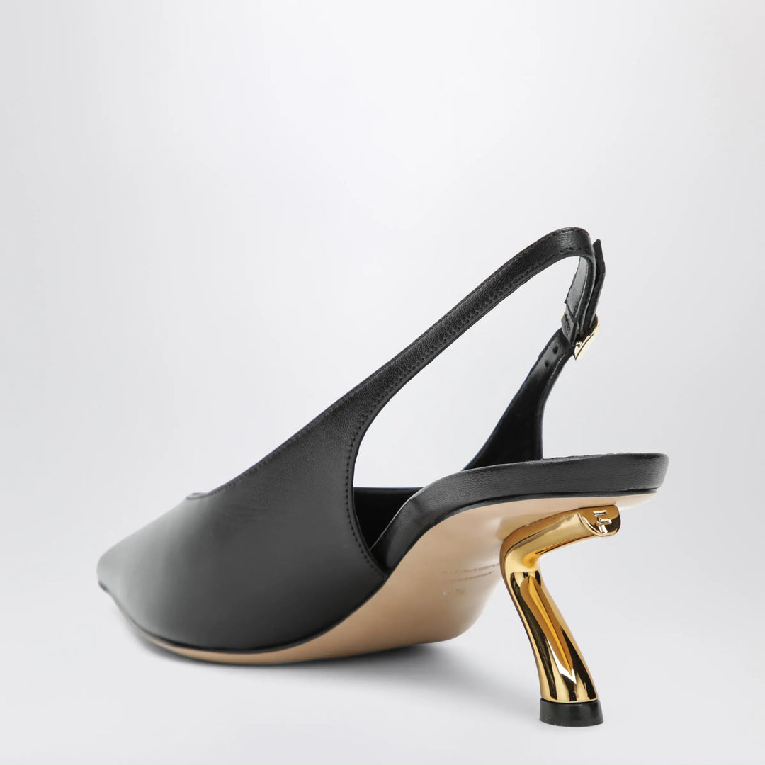 Ferragamo - Black slingback with sculptural S heel Brand Apparel &amp; Accessories > Shoes