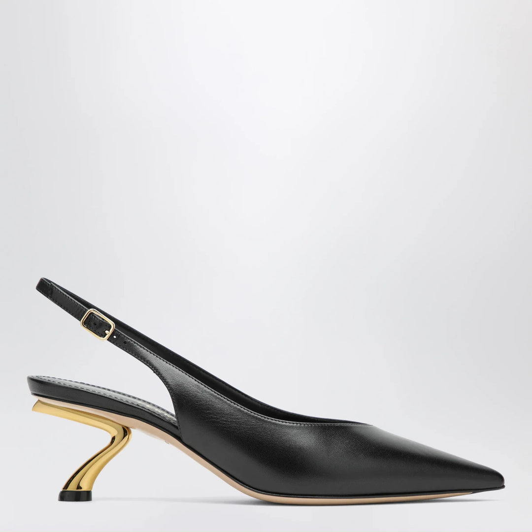 Ferragamo - Black slingback with sculptural S heel Brand Apparel & Accessories > Shoes 5,5 US