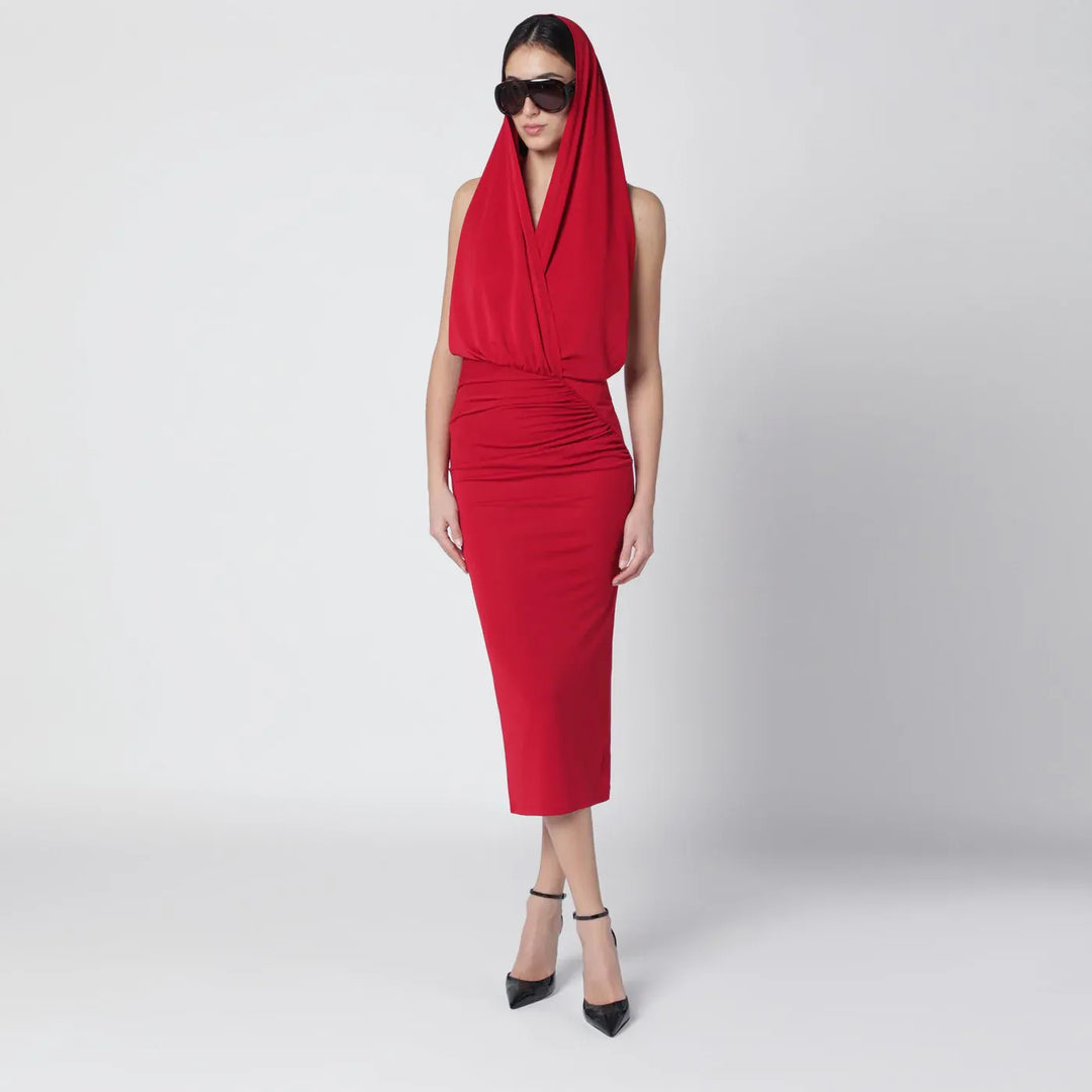 THE ANDAMANE - Red Annie hooded midi dress Brand Apparel &amp; Accessories 38  IT