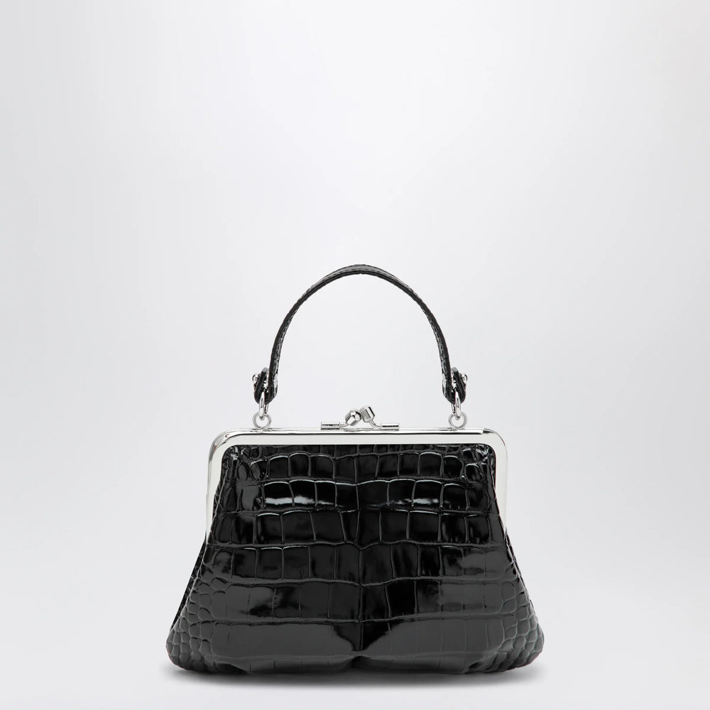 Vivienne Westwood - Granny Frame purse in croc-embossed black leather Brand Apparel & Accessories U