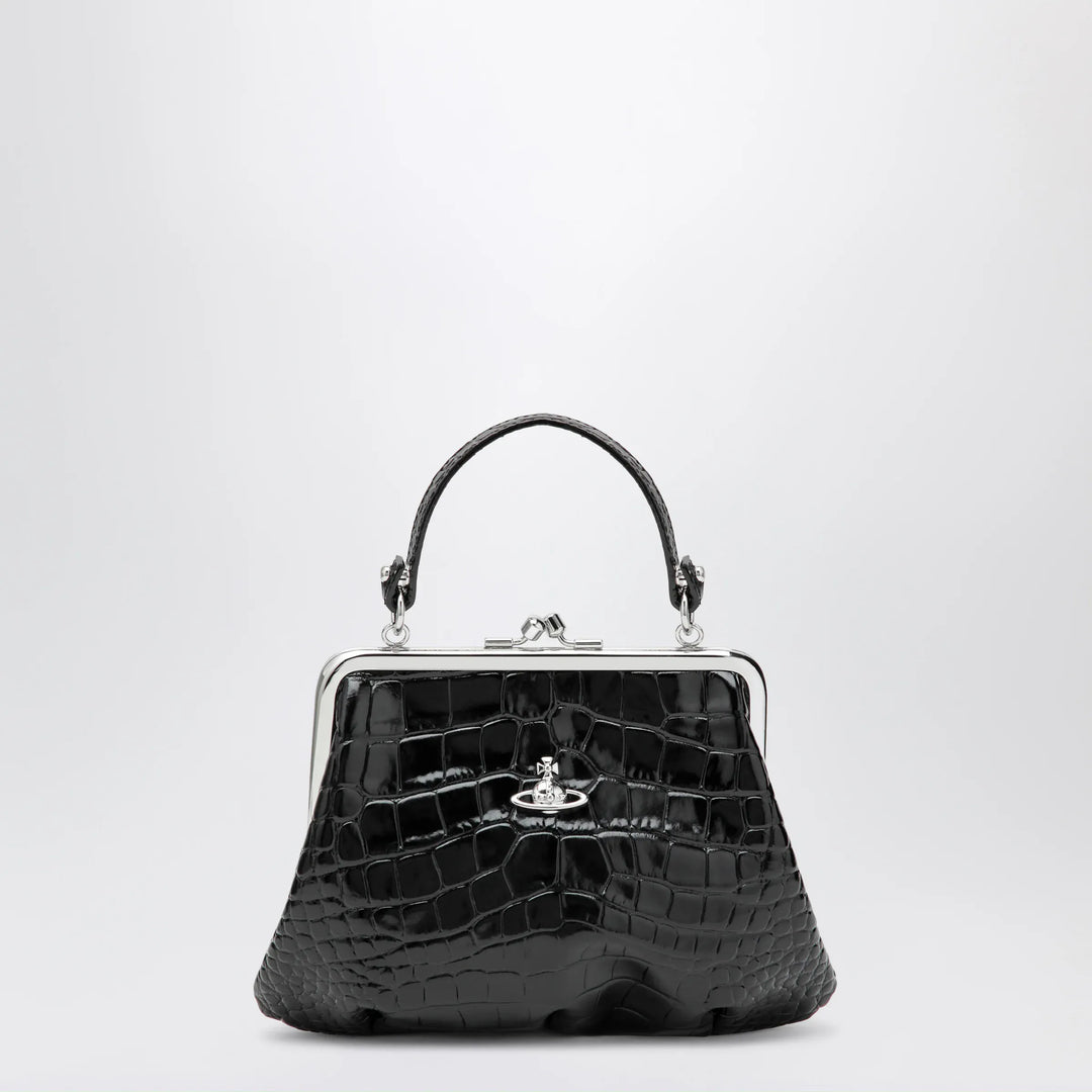 Vivienne Westwood - Granny Frame purse in croc-embossed black leather Brand Apparel & Accessories U