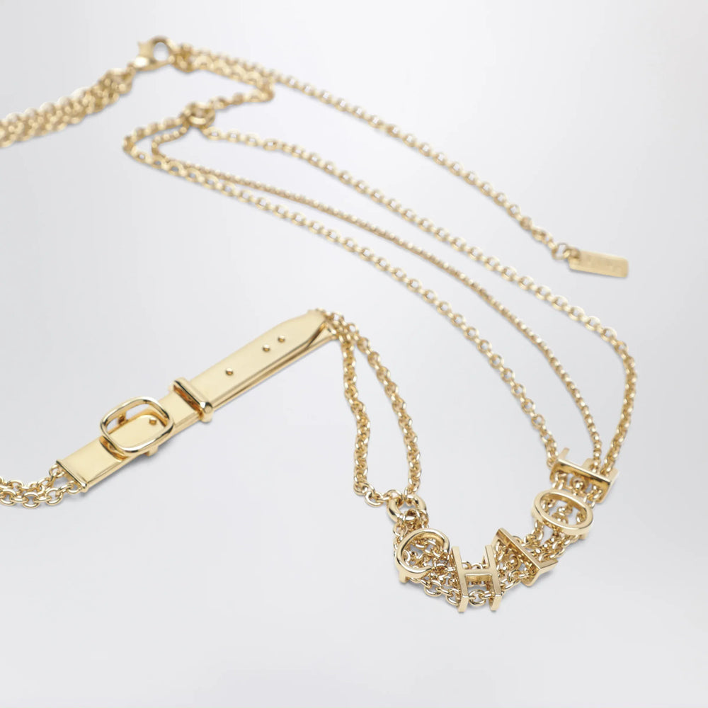 Chloé - Gold-tone belt with logo lettering Brand Belts U