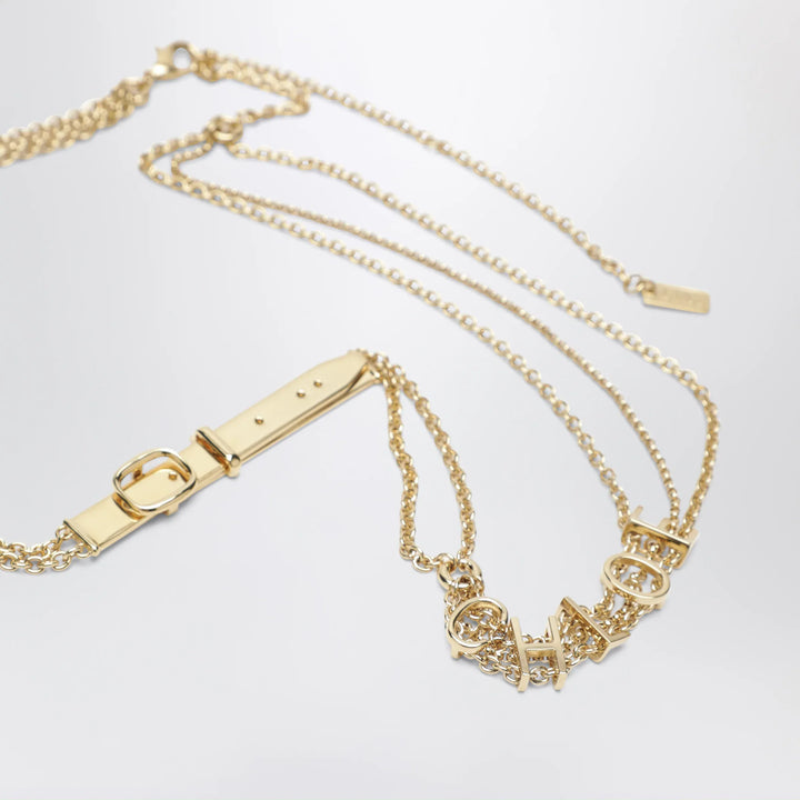 Chloé - Gold-tone belt with logo lettering Brand Belts U