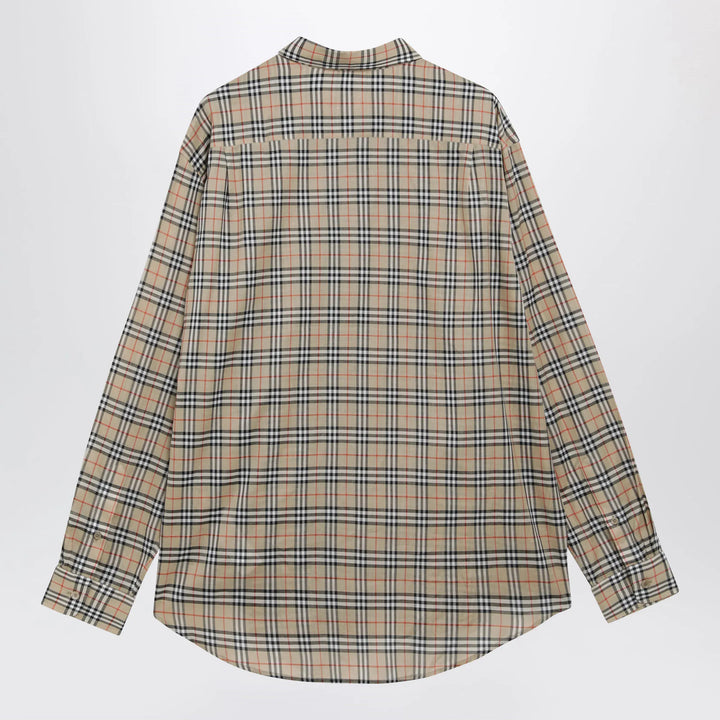 Burberry - Beige Check Cotton Shirt Brand XL